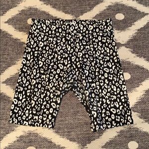 Leopard White and Black Biker Shorts